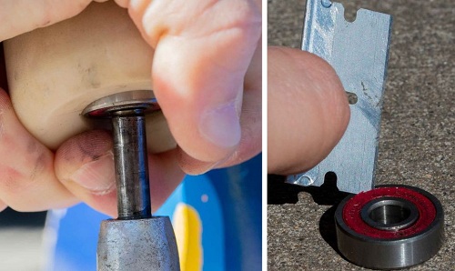 how to get the bearings out of a skateboard wheel